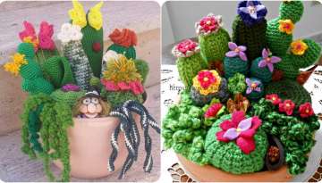 Adorable crocheted cacti to give away and decorate