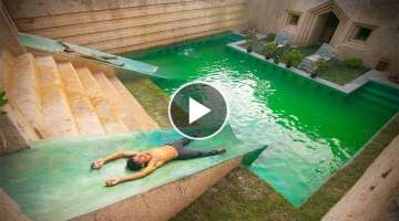 Build Million Dollars Tunnel Water Slide Park into Swimming Pool House Underground