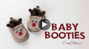 How to Crochet Reindeer Baby Booties Easy Tutorial 