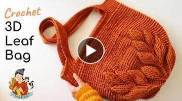 Crochet 3D Leaf Bag Tutorial 