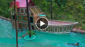 Awesome Build Three Story Boat Villa House & Beautiful Swimming Pool