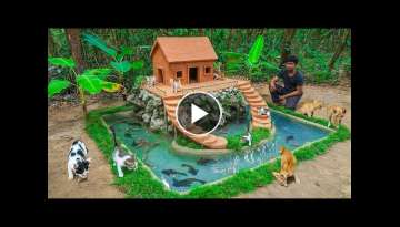 Rescue Kitten Build Mountain House And Fish Pond