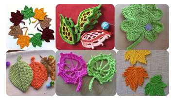 Crochet leaf motif making