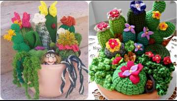 Adorable crocheted cacti to give away and decorate