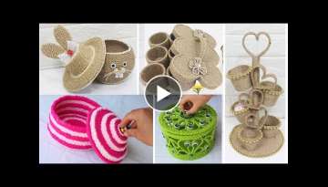 10 Storage jewelry box from jute rope/woolen | Diy storage box ideas