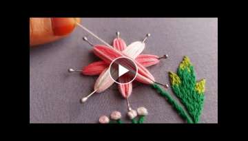 Hand embroidery beautiful flower design with new trick