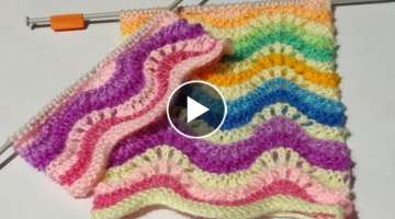 Multicoloured Feather and Fan knitting pattern