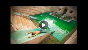 Build Million Dollars Tunnel Water Slide Park into Swimming Pool House Underground