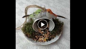 make teacup bird feeder