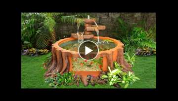  How to Make beautiful waterfall fish tank from cement