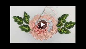 Big Flower Embroidery Padded Satin Stitch