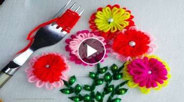 Sewing Hack with Wool Yarn and Fork Hand Embroidery amazing Tricks