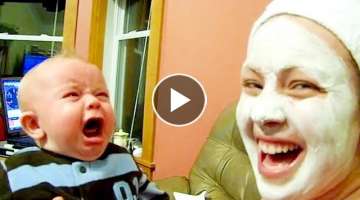 Funny Baby Reaction to Mask 