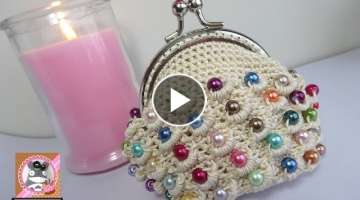 Monedero de perlas a crochet