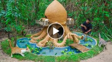 Rescue Cat Build Cat House In Octopus And Fish Pond For Crayfish