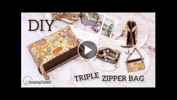 DIY Triple Zipper Bag 5 Pockets Crossbody Bag Sewing Tutorial