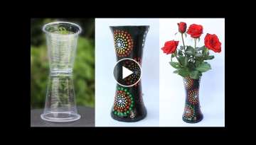 How to make flower vase from plastic cup and Plaster