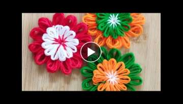 FLOWER LOOM FLOWER |woolen flower tutorial |Amazing flowers from yarn |